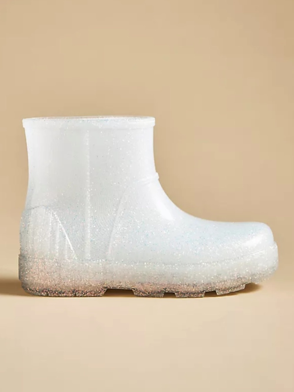 UGG Glitter Drizlita Short Rain Boots - Pearl White with Glitter - 9